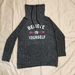 Gray high neck sweater with pouch